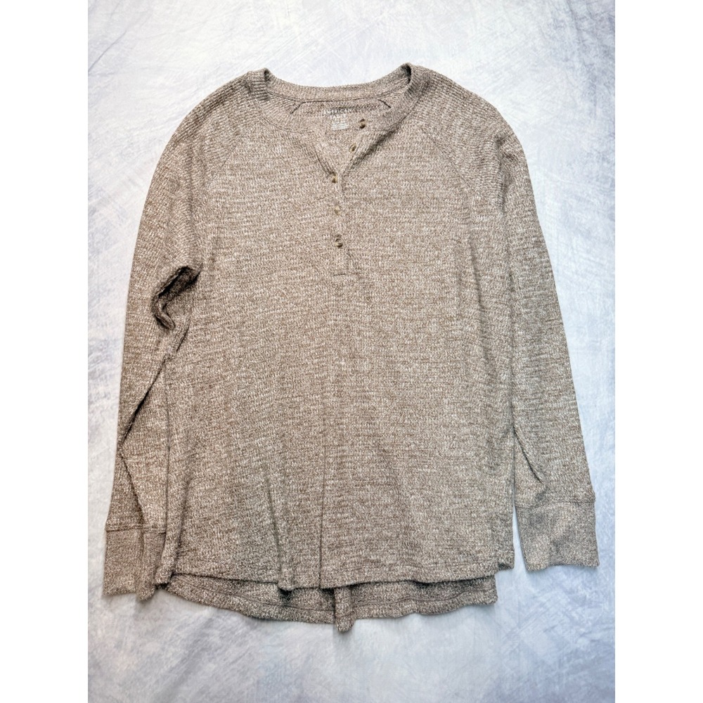 NWT American Eagle Soft Waffle sweater Knit Henley Top womens sz XL minimalist
